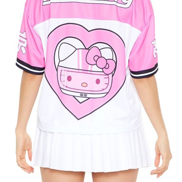 Sanrio Hello Kitty Forever 21 Tokyo Speed Jersey Tee Shirt Pink XS - Picture 2 of 6